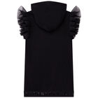 Girls Black Logo Hooded Dress, 1, hi-res