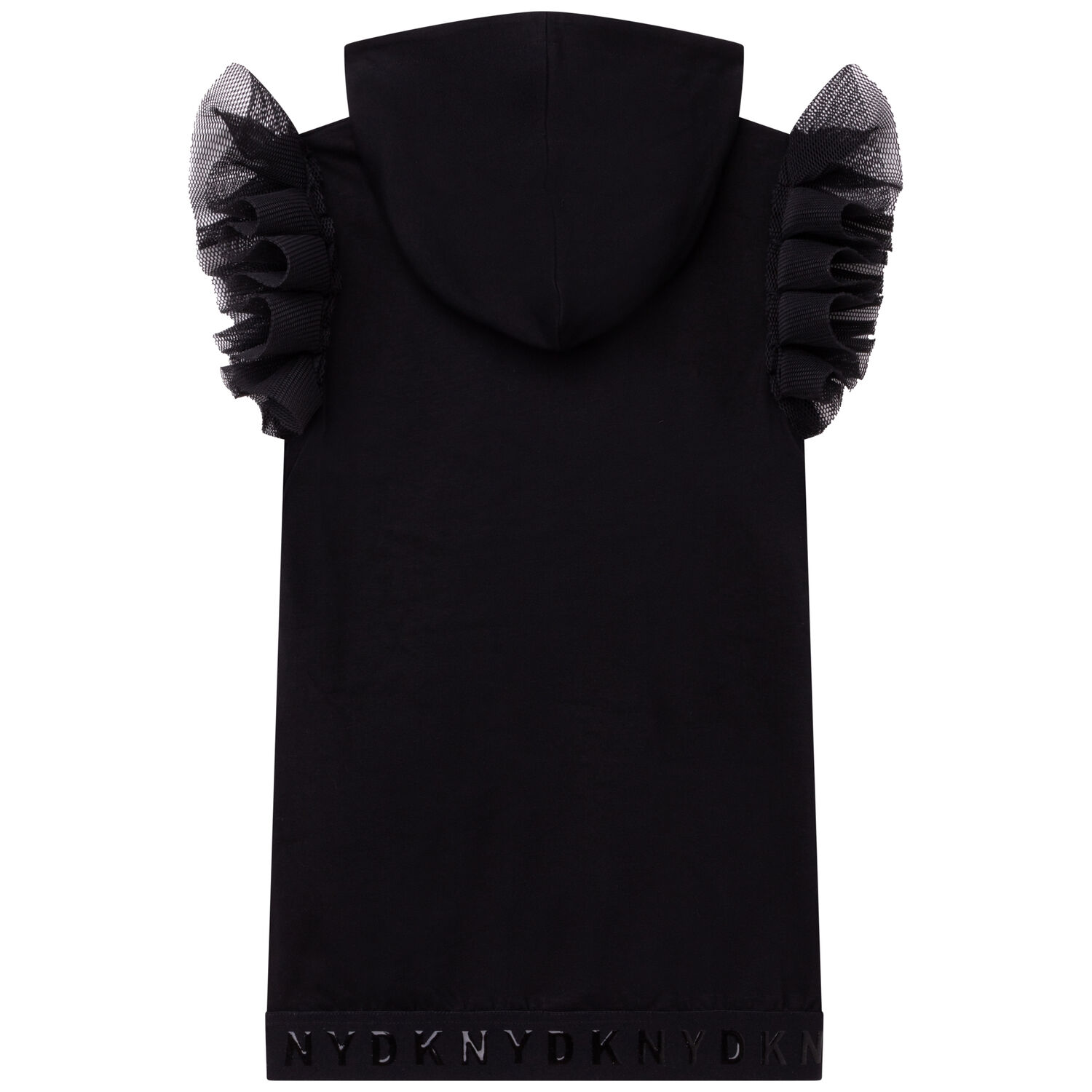 Girls Black Logo Hooded Dress, 1, hi-res