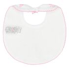 Baby Girls White & Pink Giraffe Bib, 1, hi-res