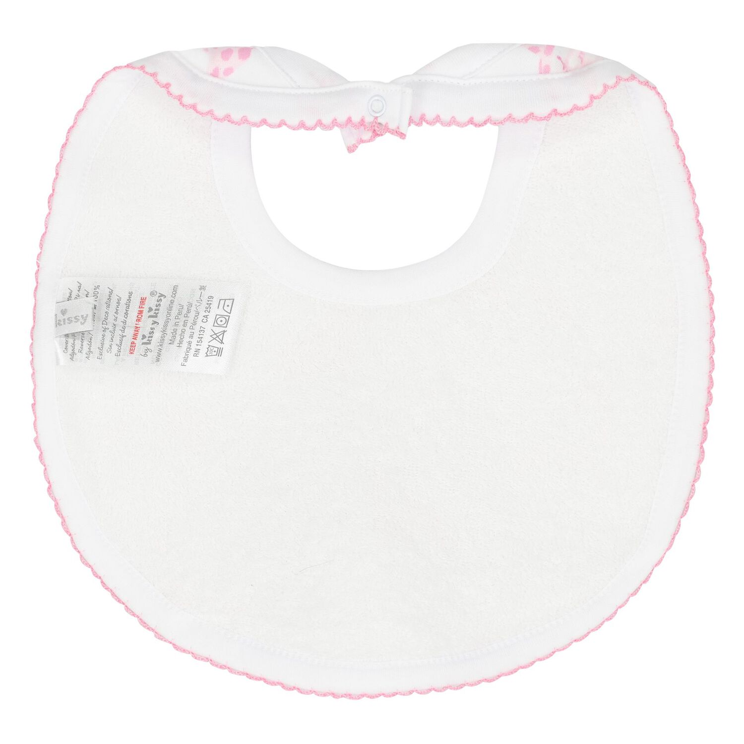 Baby Girls White & Pink Giraffe Bib, 1, hi-res image number null