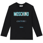 Boys Black Logo Long Sleeve Top, 1, hi-res