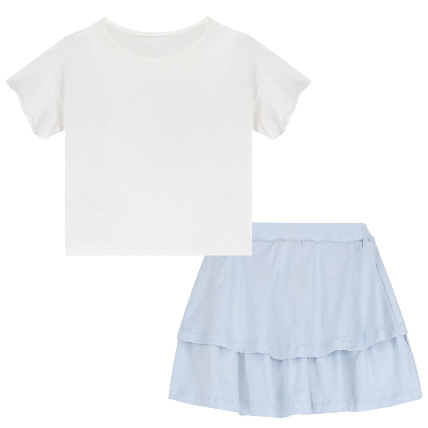 Girls White & Blue Embellished Skirt Set, 1, hi-res image number null