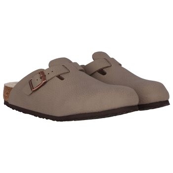 Girls Beige Logo Leather Clog 