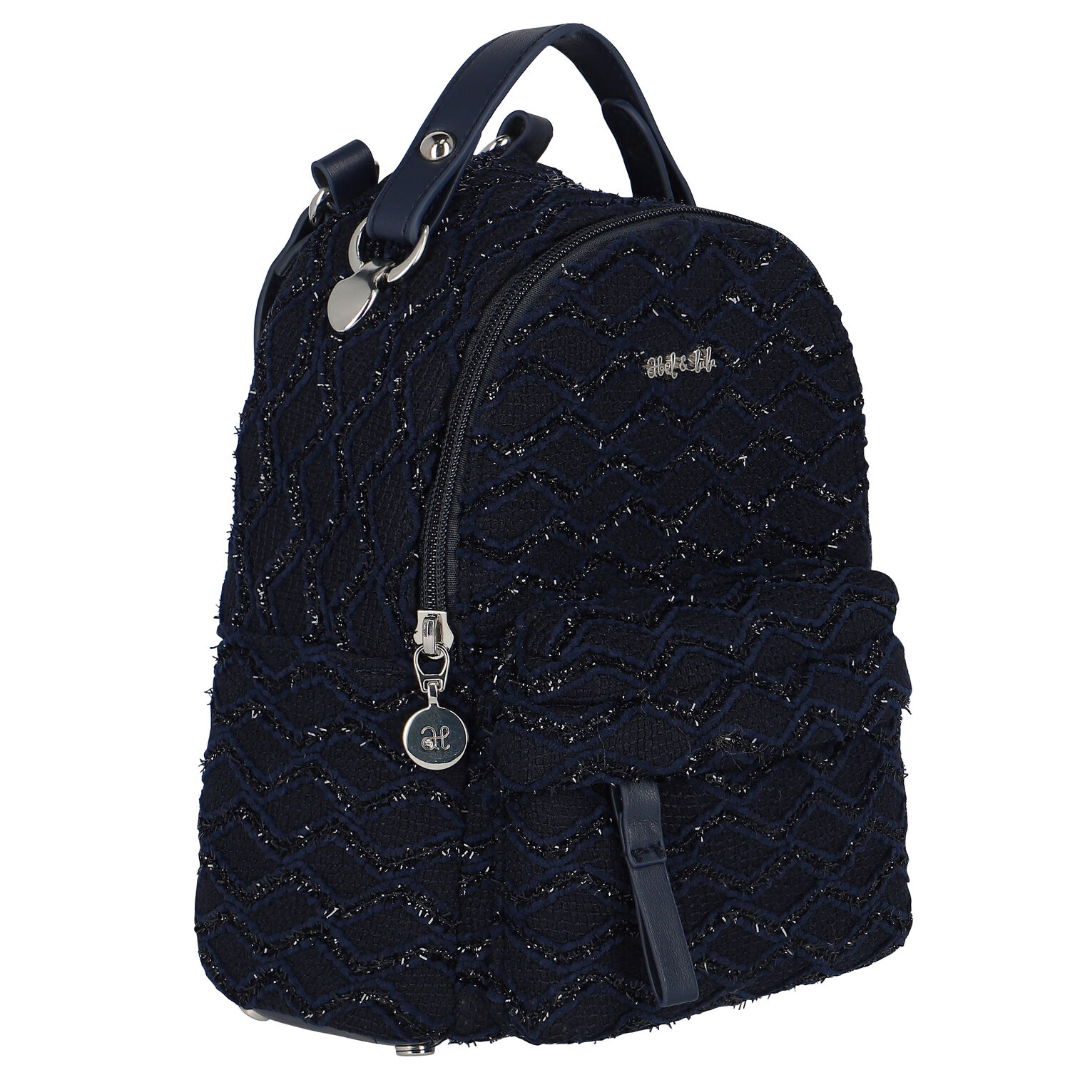 Girls Navy Logo Backpack, 1, hi-res