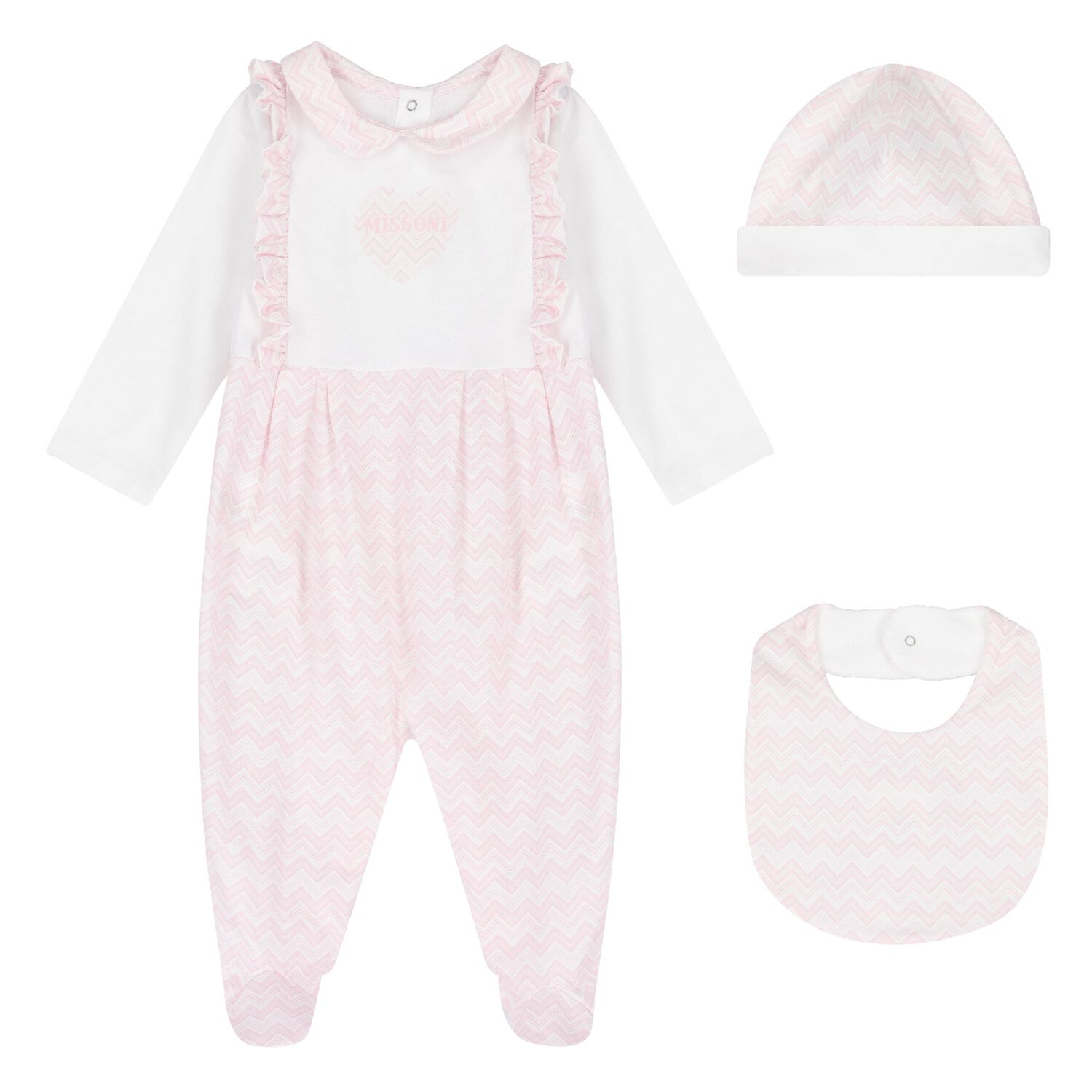 Baby Girls Pink Zig Zag Logo Babygrow Gift Set, 1, hi-res