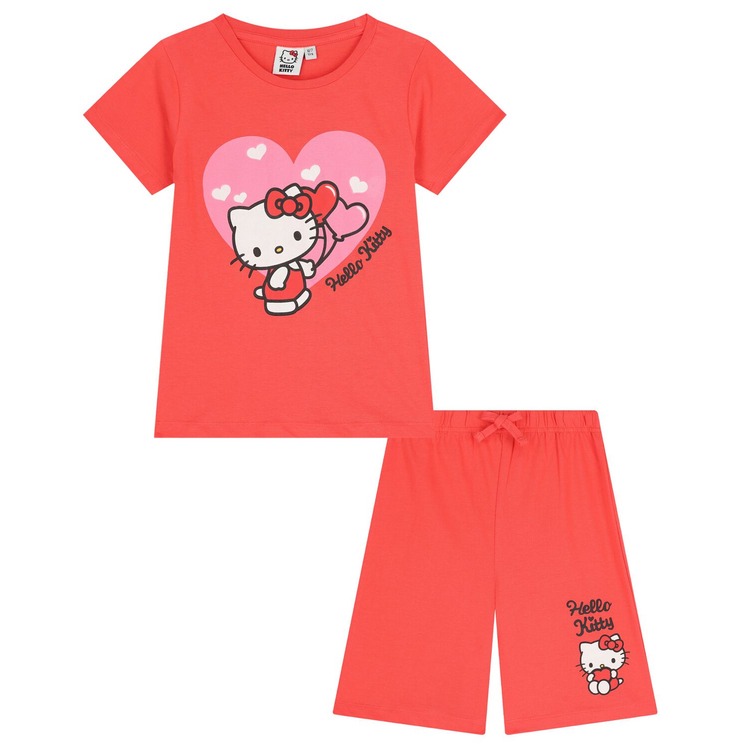 Girls Red Hello Kitty Shorts Set, 1, hi-res