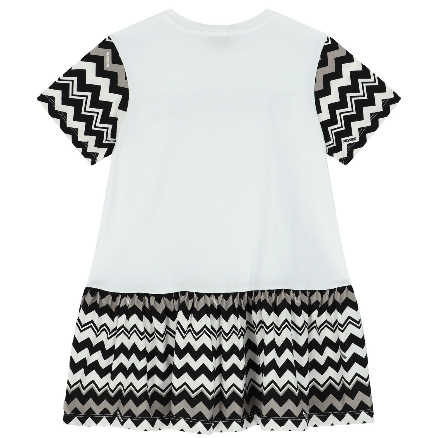 Girls White & Black Logo Zigzag Dress, 1, hi-res