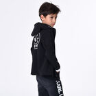 Boys Black Logo Hooded Zip Up Top, 1, hi-res