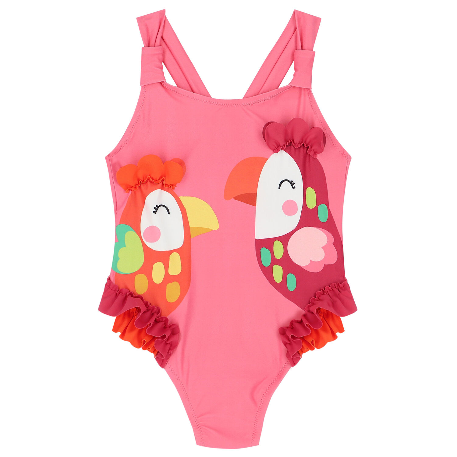 Girls Pink Birds Swimsuit, 1, hi-res image number null