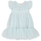 Younger Girls Blue Embellished Tulle Dress Set, 1, hi-res