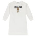 Girls Ivory Teddy Bear Logo Dress, 1, hi-res