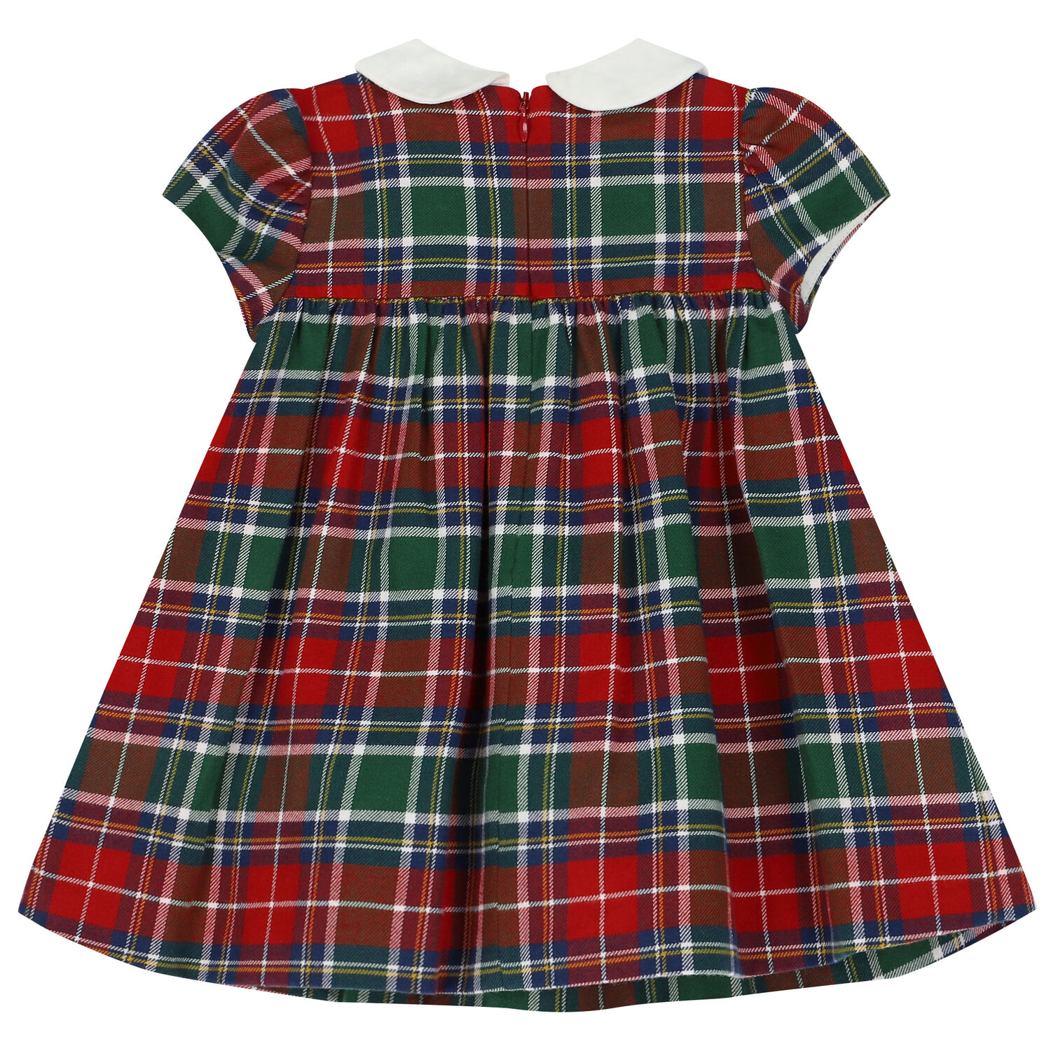 Baby Girls Red & Green Tartan Dress, 1, hi-res