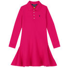 Girls Pink Logo Polo Dress, 1, hi-res