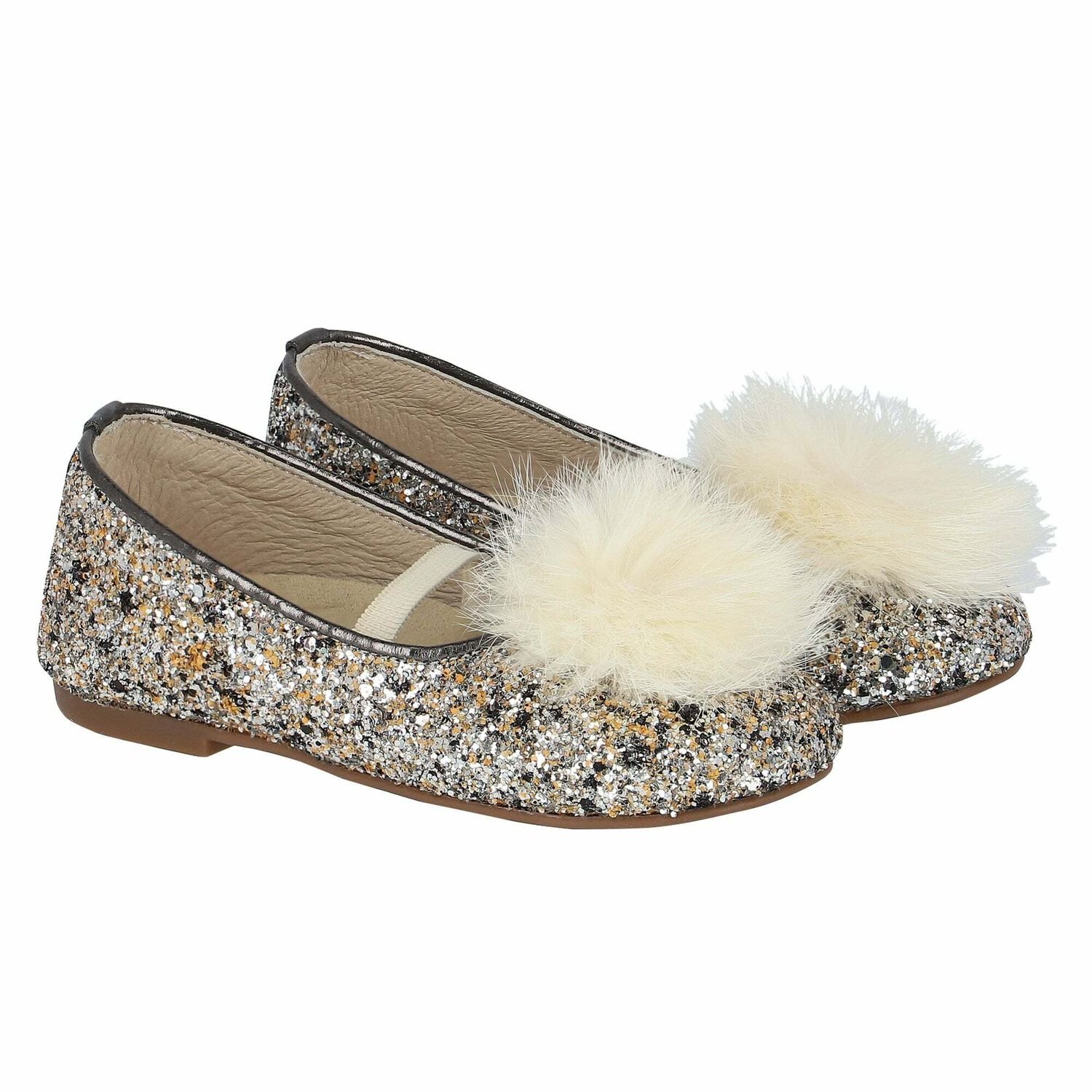 Girls Silver Embellished Ballerina Shoes, 1, hi-res