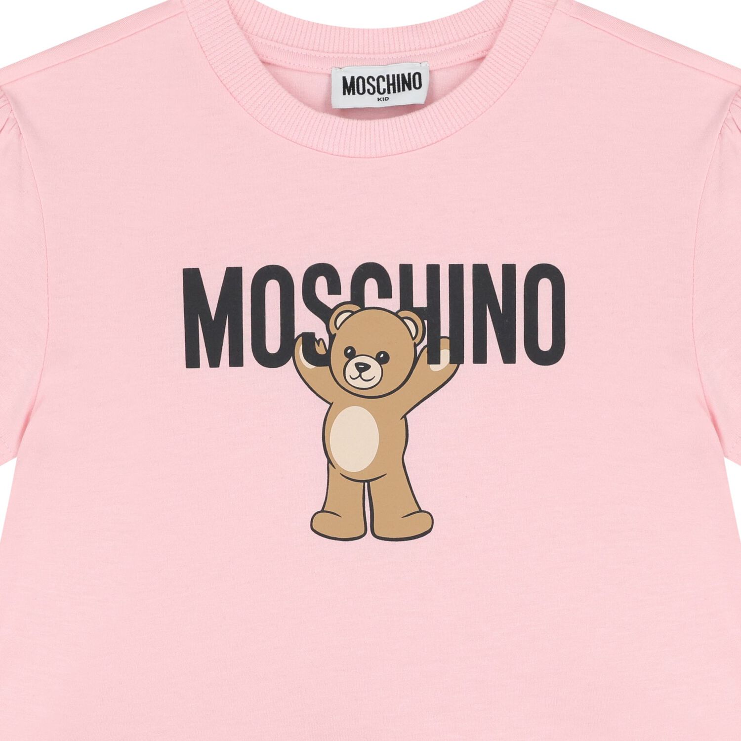 Girls Pink Teddy Bear Logo Dress, 2, hi-res