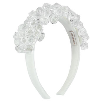 Girls White Embellished Diamante Headband