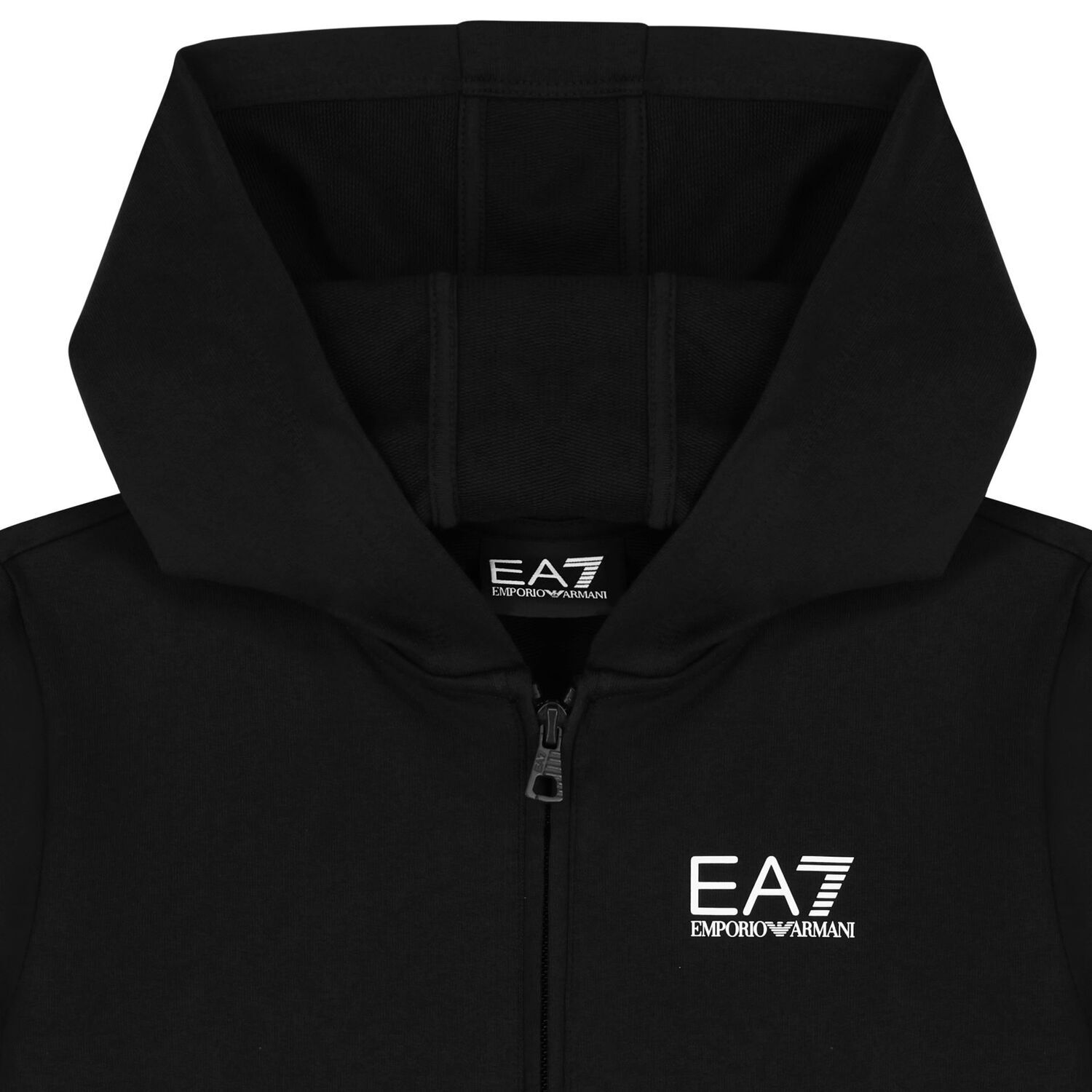 Boys Black Logo Hooded Zip Up Top, 3, hi-res