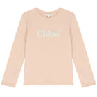 Girls Pink Logo Long Sleeve Top, 1, hi-res