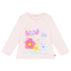 Younger Girls Pink Flower Long Sleeve Top, 2, hi-res