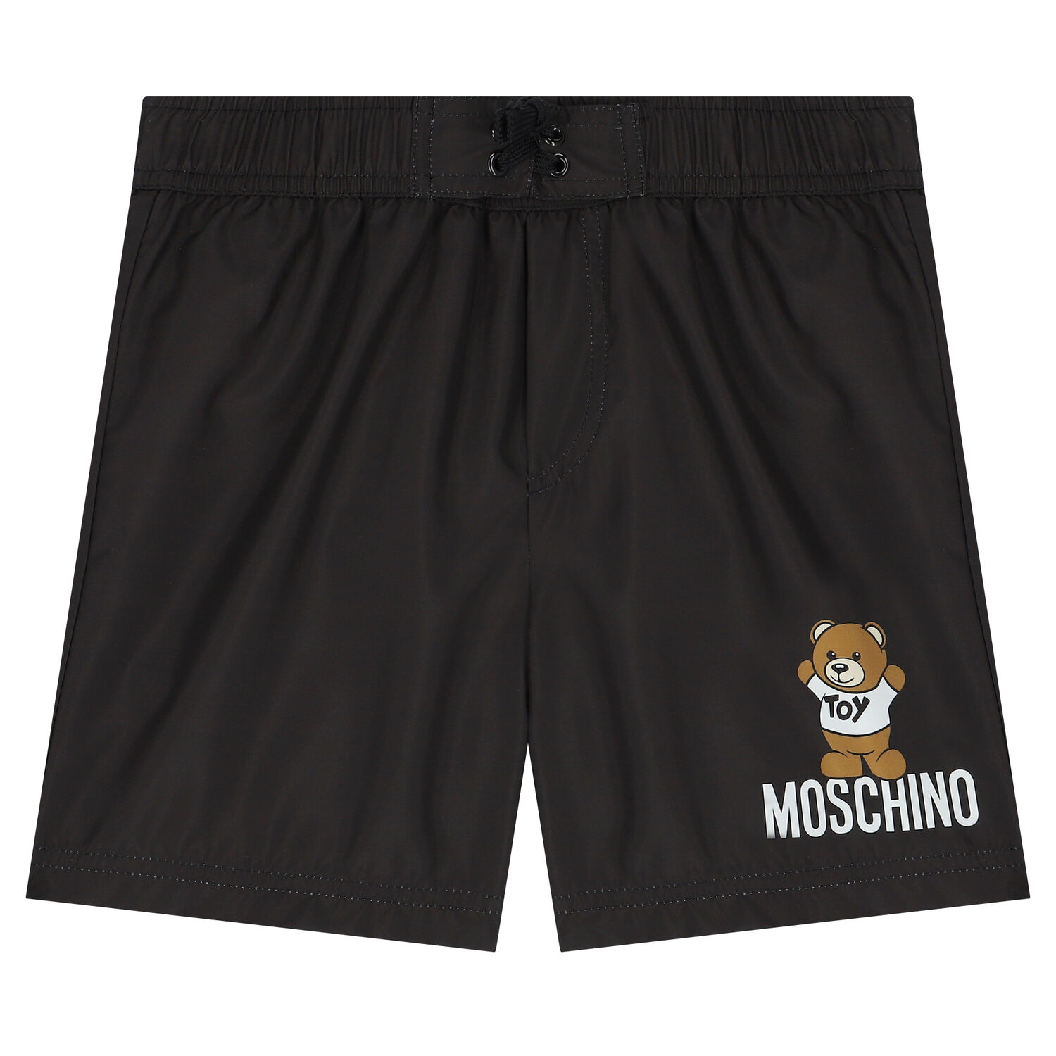 Boys Black Teddy Bear Logo Swim Shorts, 1, hi-res image number null