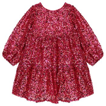 Girls Red Sequin Tulle Dress