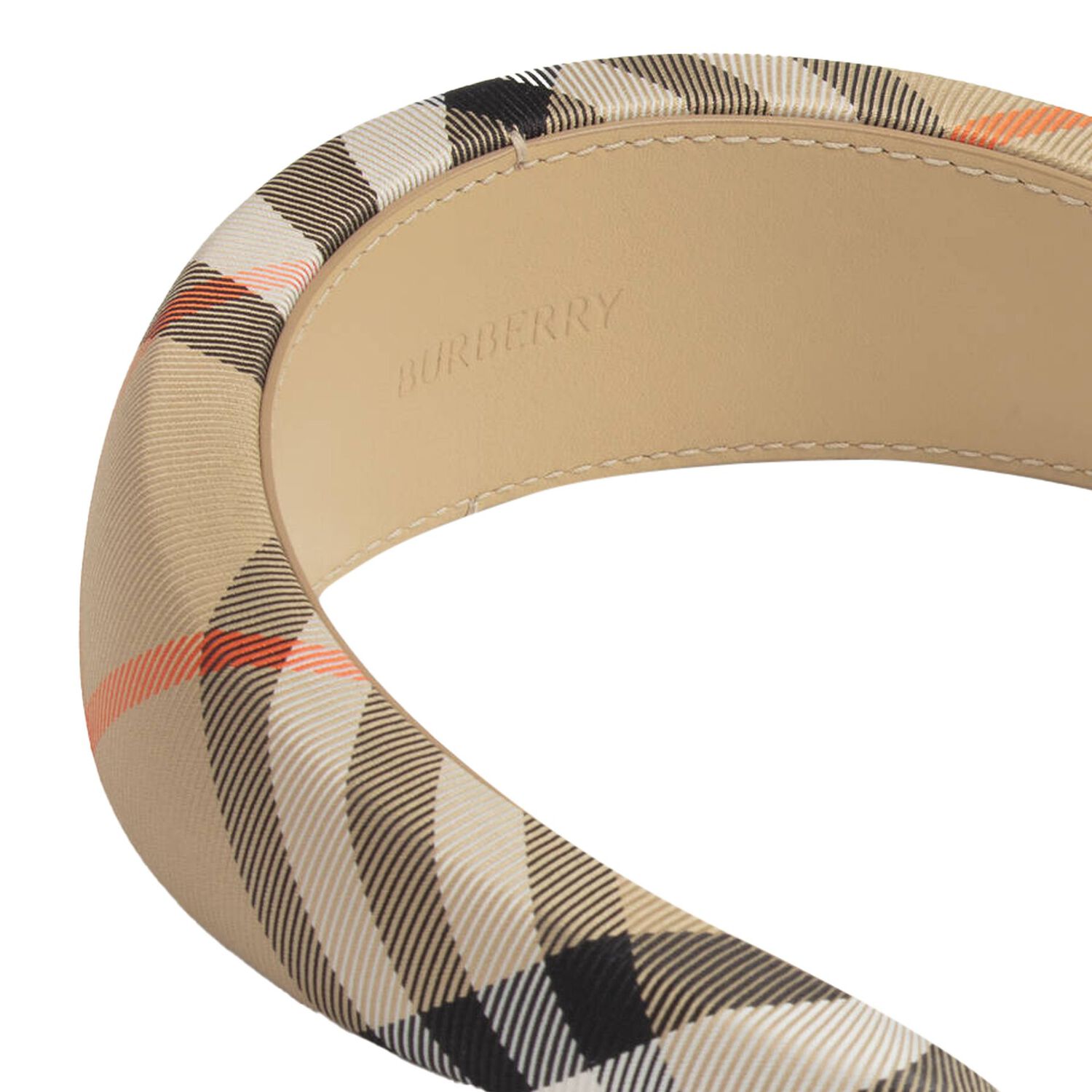Girls Beige Check Headband, 1, hi-res