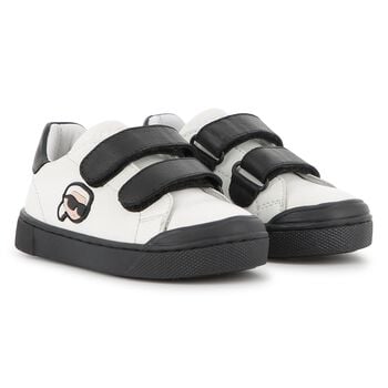 Boys White & Black Ikonik Karl Trainers