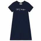 Girls Navy Logo Dress, 1, hi-res
