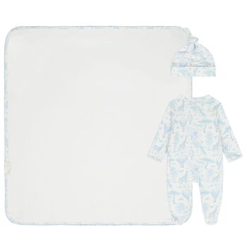 Baby Boys White & Blue Africa Babygrow Gift Set