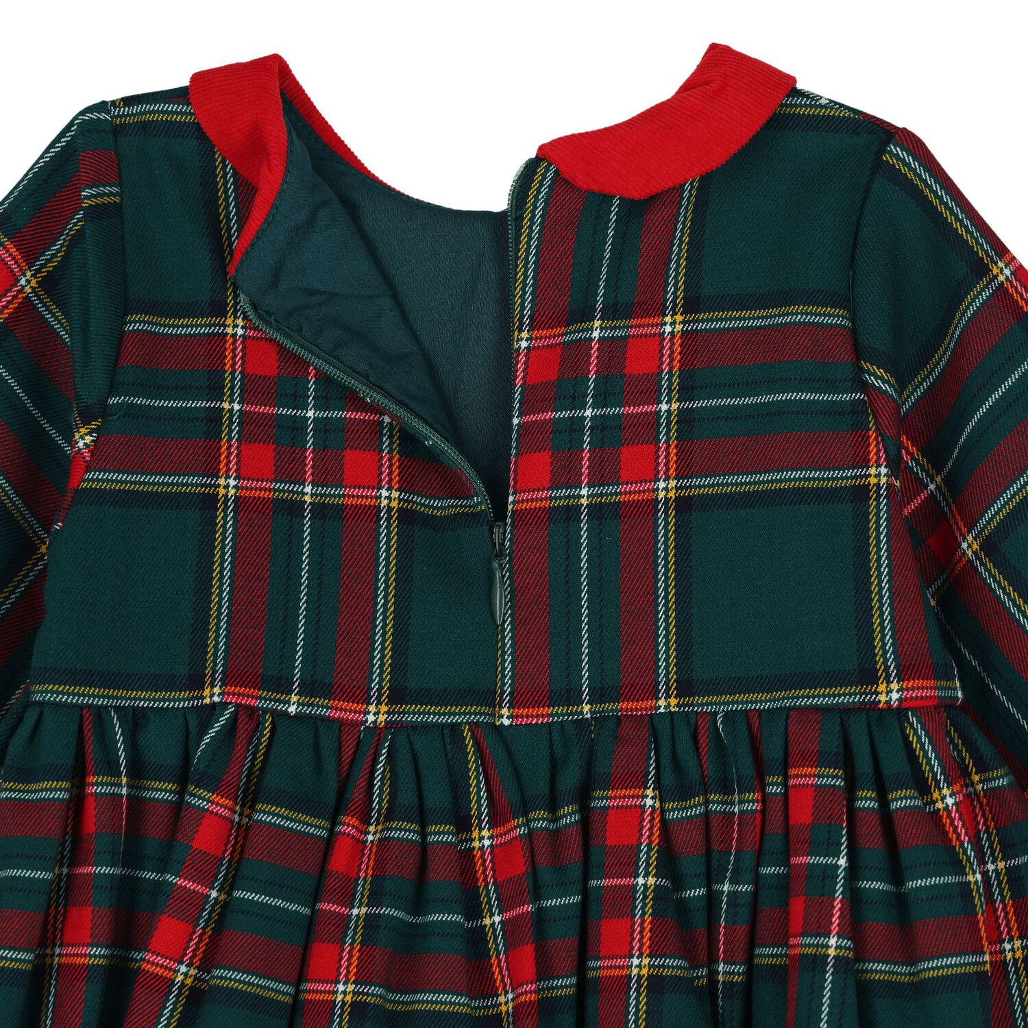 Baby Girls Green & Red Tartan Dress, 1, hi-res