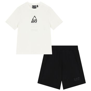 Boys Ivory & Black Shorts Set