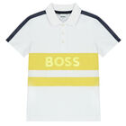 Boys White Logo Polo Shirt, 2, hi-res
