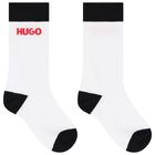 Boys Black & White Logo Socks, 1, hi-res