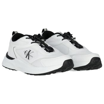 White & Black Logo Trainers