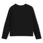 Girls Black Embellished Logo Long Sleeve Top, 1, hi-res