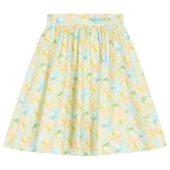 Girls Green & Blue Logo Skirt