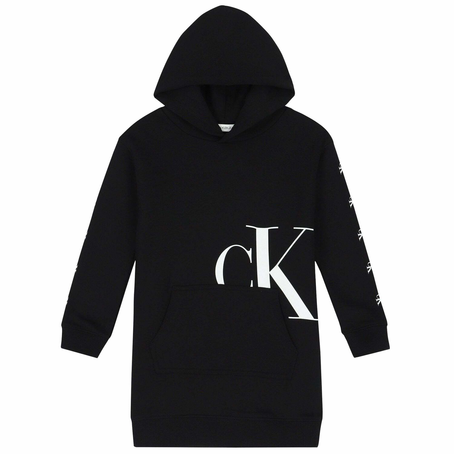 Girls Black Logo Hooded Dress, 1, hi-res image number null