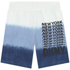 Boys White & Blue Dip-Dye Shorts, 1, hi-res