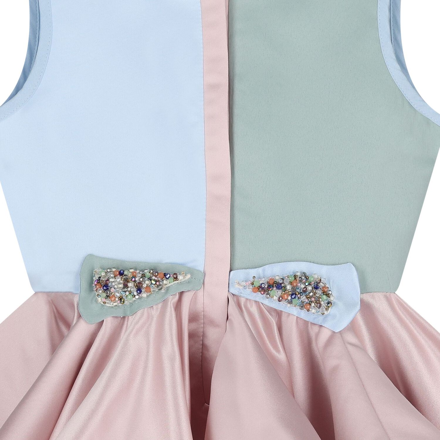 Girls Pink, Blue & Green Satin Dress, 1, hi-res