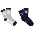 Boys Grey & Navy Logo Socks, 2, hi-res