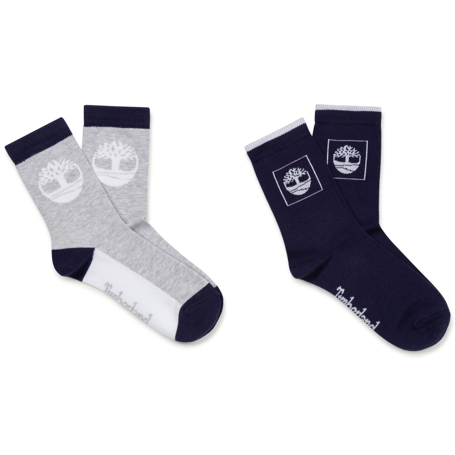 Boys Grey & Navy Logo Socks, 2, hi-res
