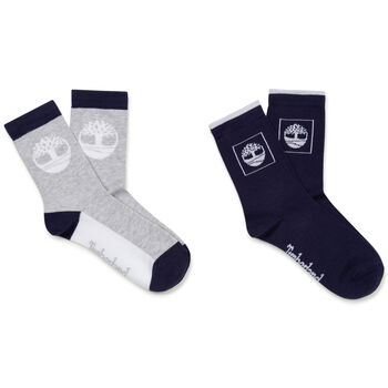 Boys Grey & Navy Logo Socks