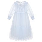 Girls Blue Tulle & Lace Dress, 1, hi-res