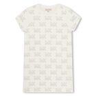 Gilrs Ivory & Gold Studded Logo Dress, 1, hi-res