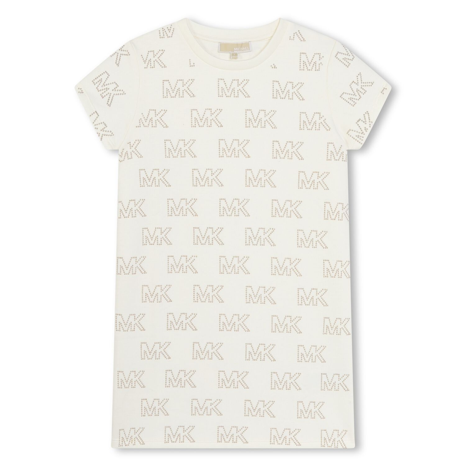 Gilrs Ivory & Gold Studded Logo Dress, 1, hi-res image number null