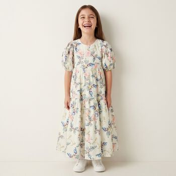 Girls Ivory Butterflies Logo Dress 
