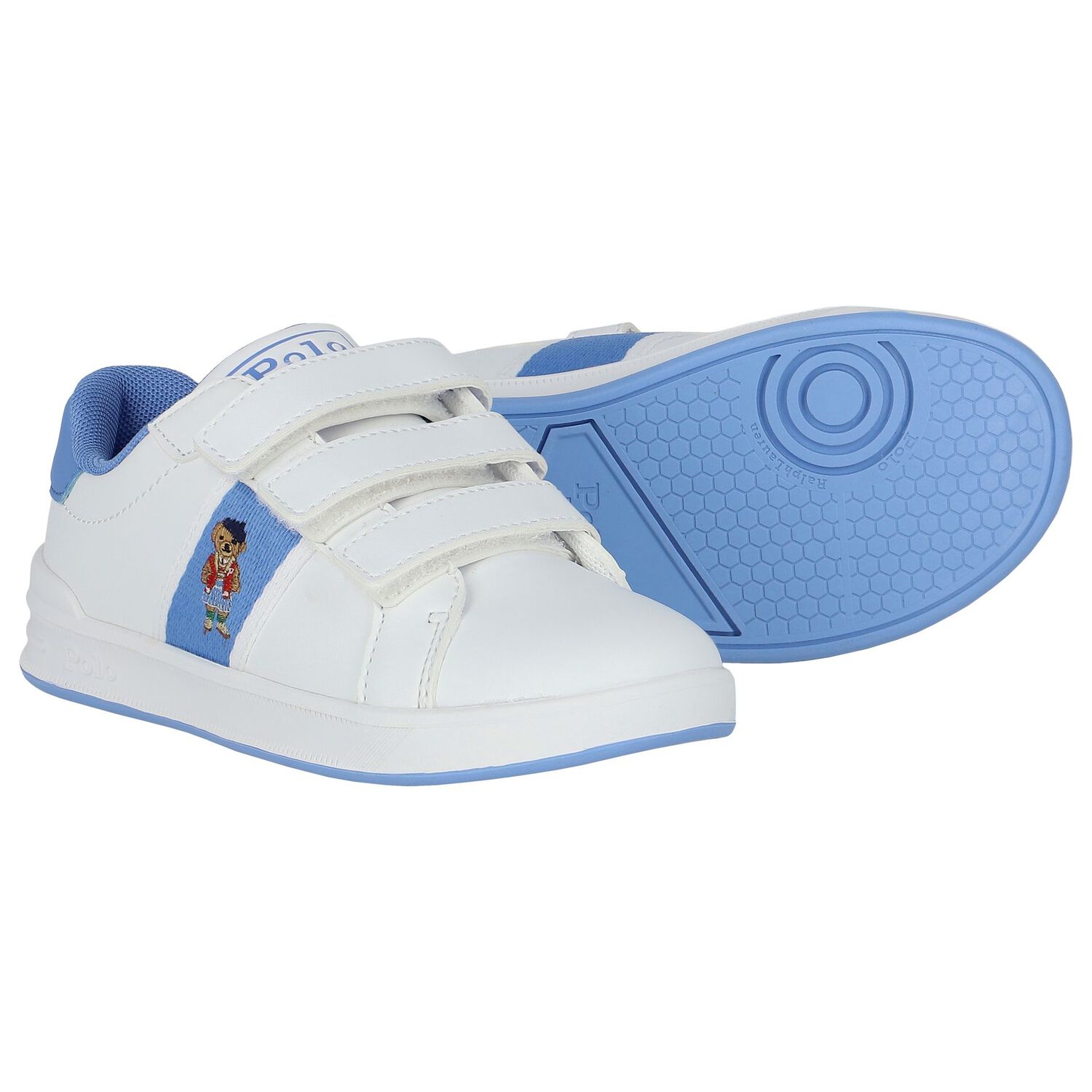 Girls White & Blue Trainers, 1, hi-res image number null