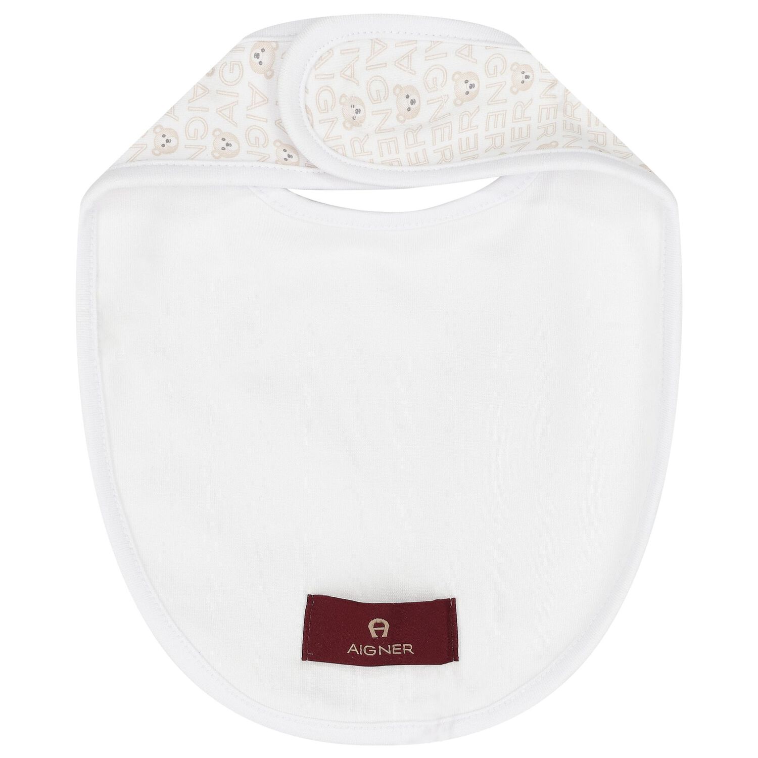 White & Beige Logo Baby Bib, 1, hi-res image number null