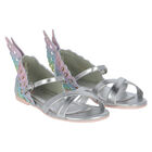 Girls Silver Butterfly Sandals, 1, hi-res