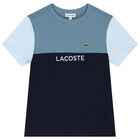 Boys Blue Colourblock Cotton T-Shirt, 1, hi-res